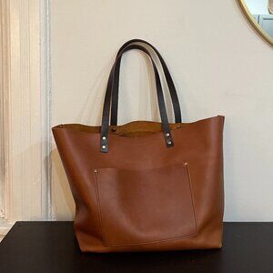 Brown leather tote
